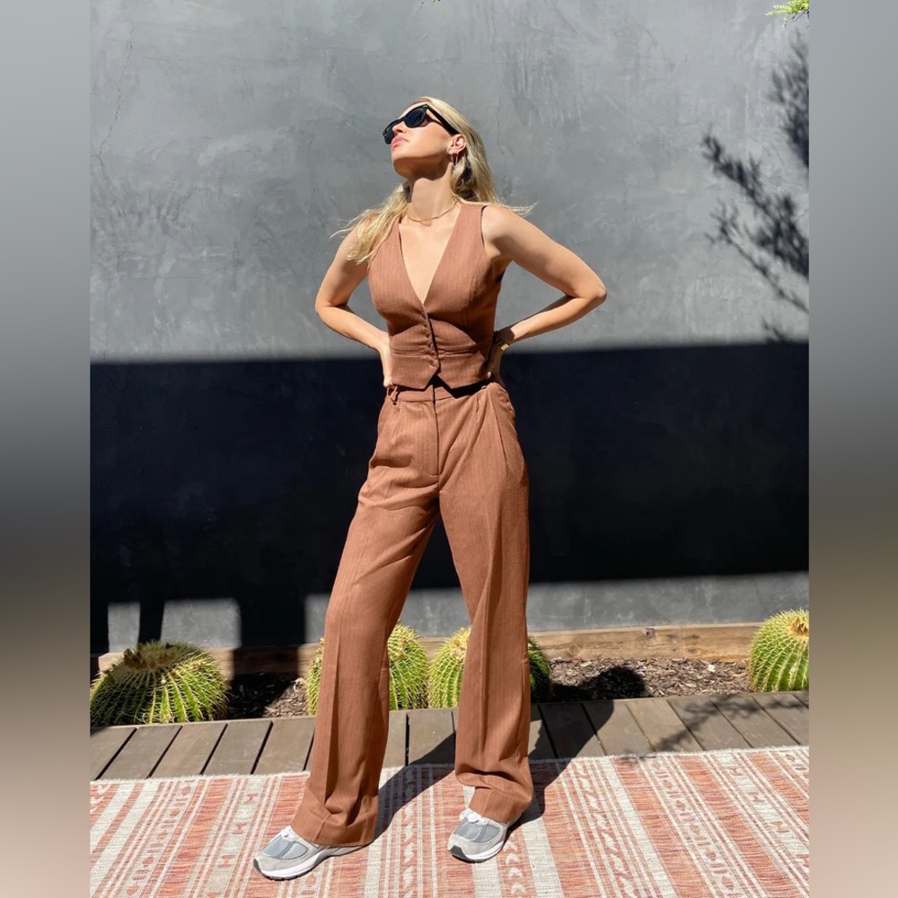 Favorite Daughter camel pinstripe pants